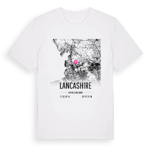 Lancashire karta t-shirt – ekologisk bomull t-shirt från Pinshirt