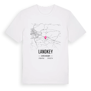 Landkey karta t-shirt – ekologisk bomull t-shirt från Pinshirt