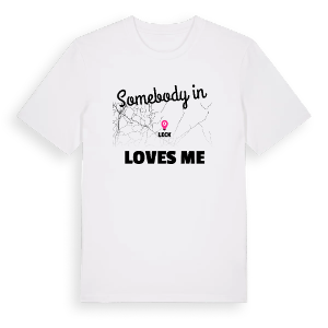 Någon i Leck älskar mig t-shirt – ekologisk bomull t-shirt från Pinshirt