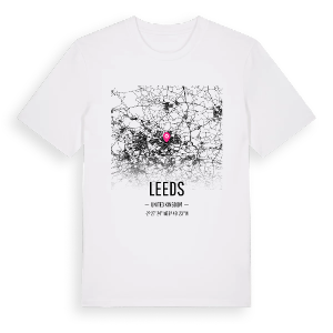 Leeds karta t-shirt – ekologisk bomull t-shirt från Pinshirt