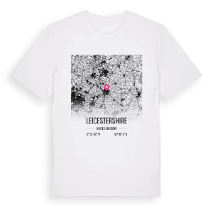 Leicestershire karta t-shirt – ekologisk bomull t-shirt från Pinshirt