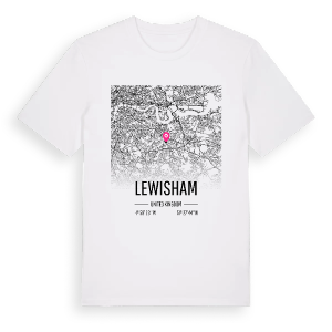 Lewisham karta t-shirt – ekologisk bomull t-shirt från Pinshirt