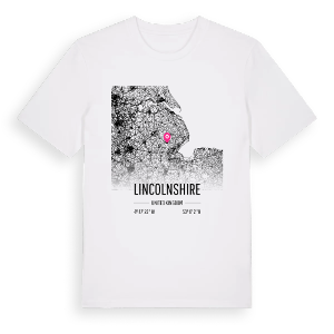 Lincolnshire karta t-shirt – ekologisk bomull t-shirt från Pinshirt