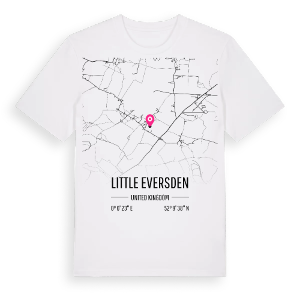 Little Eversden karta t-shirt – ekologisk bomull t-shirt från Pinshirt