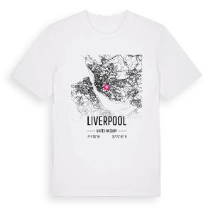 Liverpool karta t-shirt – ekologisk bomull t-shirt från Pinshirt