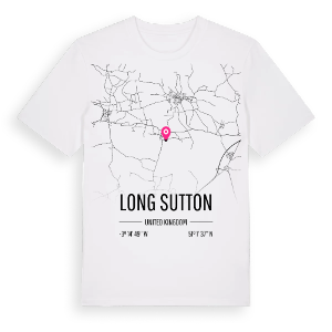 Long Sutton karta t-shirt – ekologisk bomull t-shirt från Pinshirt