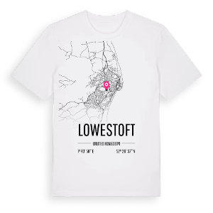 Lowestoft karta t-shirt – ekologisk bomull t-shirt från Pinshirt