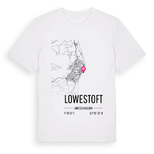 Lowestoft karta t-shirt – ekologisk bomull t-shirt från Pinshirt