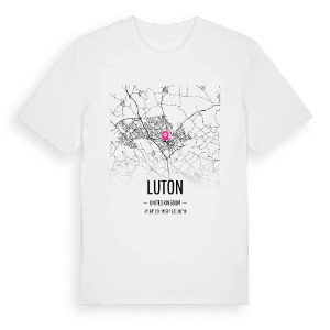 Luton karta t-shirt – ekologisk bomull t-shirt från Pinshirt