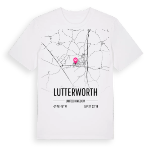 Lutterworth karta t-shirt – ekologisk bomull t-shirt från Pinshirt