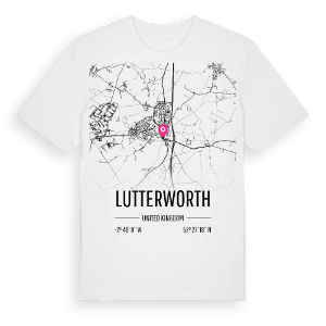Lutterworth karta t-shirt – ekologisk bomull t-shirt från Pinshirt