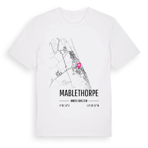 Mablethorpe karta t-shirt – ekologisk bomull t-shirt från Pinshirt
