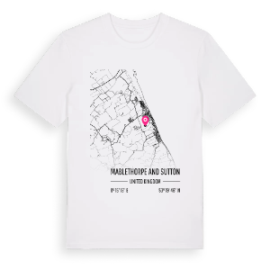 Mablethorpe and Sutton karta t-shirt – ekologisk bomull t-shirt från Pinshirt