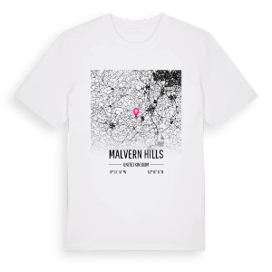 Malvern Hills karta t-shirt – ekologisk bomull t-shirt från Pinshirt
