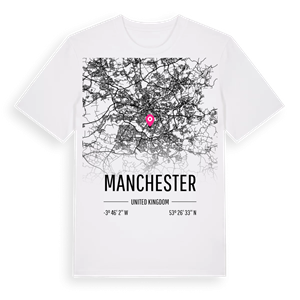 Manchester karta t-shirt – ekologisk bomull t-shirt från Pinshirt