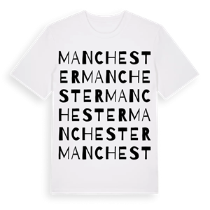 Manchester ordlek t-shirt – ekologisk bomull t-shirt från Pinshirt