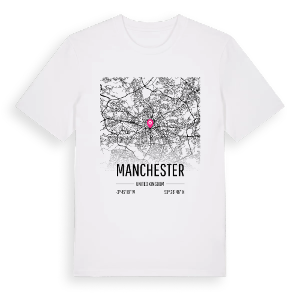 Manchester karta t-shirt – ekologisk bomull t-shirt från Pinshirt