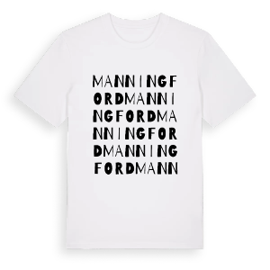 Manningford ordlek t-shirt – ekologisk bomull t-shirt från Pinshirt