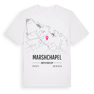 Marshchapel karta t-shirt – ekologisk bomull t-shirt från Pinshirt