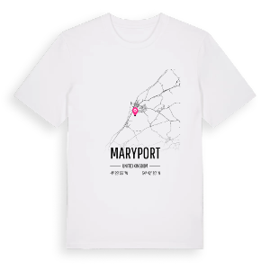 Maryport karta t-shirt – ekologisk bomull t-shirt från Pinshirt