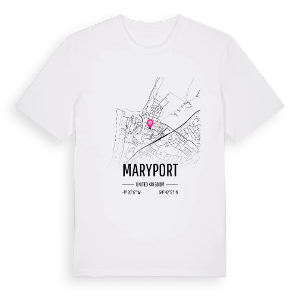 Maryport karta t-shirt – ekologisk bomull t-shirt från Pinshirt