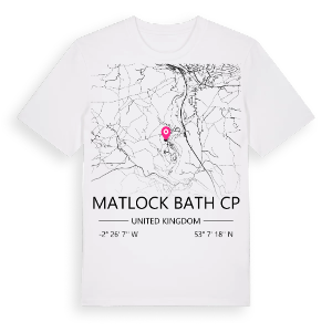 Matlock Bath CP karta t-shirt – ekologisk bomull t-shirt från Pinshirt