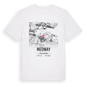 Medway karta t-shirt – ekologisk bomull t-shirt från Pinshirt