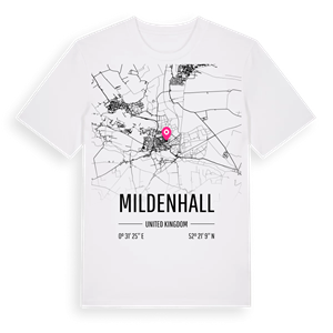 Mildenhall karta t-shirt – ekologisk bomull t-shirt från Pinshirt