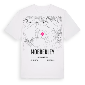 Mobberley karta t-shirt – ekologisk bomull t-shirt från Pinshirt