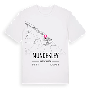 Mundesley karta t-shirt – ekologisk bomull t-shirt från Pinshirt