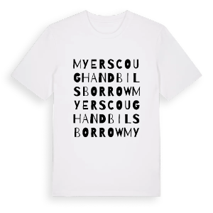 Myerscough and Bilsborrow ordlek t-shirt – ekologisk bomull t-shirt från Pinshirt