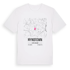 Myndtown karta t-shirt – ekologisk bomull t-shirt från Pinshirt