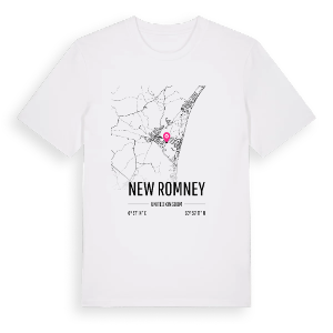 New Romney karta t-shirt – ekologisk bomull t-shirt från Pinshirt