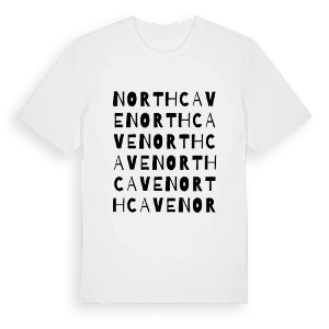 North Cave ordlek t-shirt – ekologisk bomull t-shirt från Pinshirt