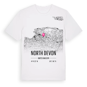 North Devon karta t-shirt – ekologisk bomull t-shirt från Pinshirt