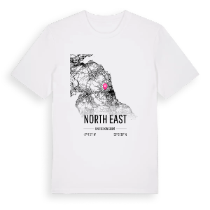 North East karta t-shirt – ekologisk bomull t-shirt från Pinshirt