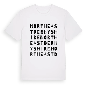 North East Derbyshire ordlek t-shirt – ekologisk bomull t-shirt från Pinshirt