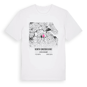 North Lincolnshire karta t-shirt – ekologisk bomull t-shirt från Pinshirt
