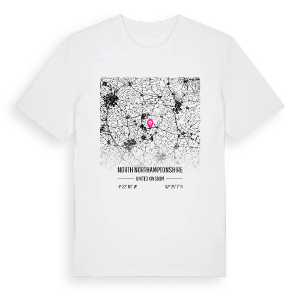 North Northamptonshire karta t-shirt – ekologisk bomull t-shirt från Pinshirt