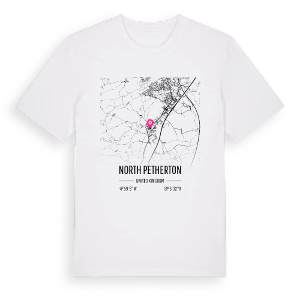 North Petherton karta t-shirt – ekologisk bomull t-shirt från Pinshirt