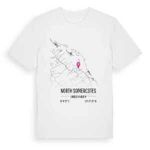 North Somercotes karta t-shirt – ekologisk bomull t-shirt från Pinshirt