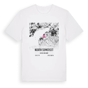 North Somerset karta t-shirt – ekologisk bomull t-shirt från Pinshirt