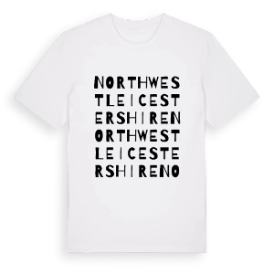 North West Leicestershire ordlek t-shirt – ekologisk bomull t-shirt från Pinshirt