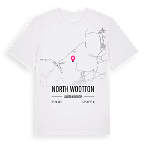 North Wootton karta t-shirt – ekologisk bomull t-shirt från Pinshirt