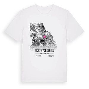 North Yorkshire karta t-shirt – ekologisk bomull t-shirt från Pinshirt