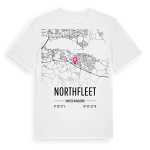Northfleet karta t-shirt – ekologisk bomull t-shirt från Pinshirt