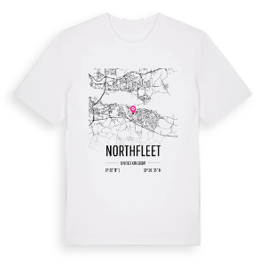 Northfleet karta t-shirt – ekologisk bomull t-shirt från Pinshirt