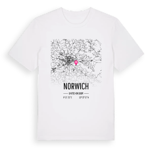 Norwich karta t-shirt – ekologisk bomull t-shirt från Pinshirt