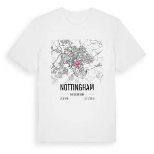 Nottingham karta t-shirt – ekologisk bomull t-shirt från Pinshirt