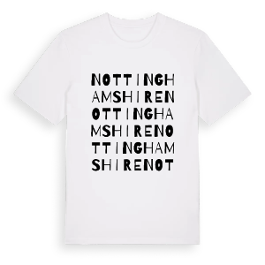 Nottinghamshire ordlek t-shirt – ekologisk bomull t-shirt från Pinshirt